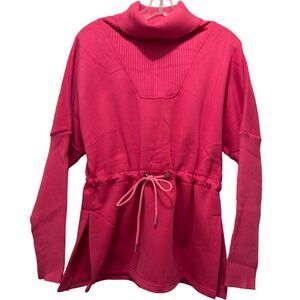 NWT Fisoew Women's Pink Pullover Cinch Waist Fleece Lined Tunic Size S
